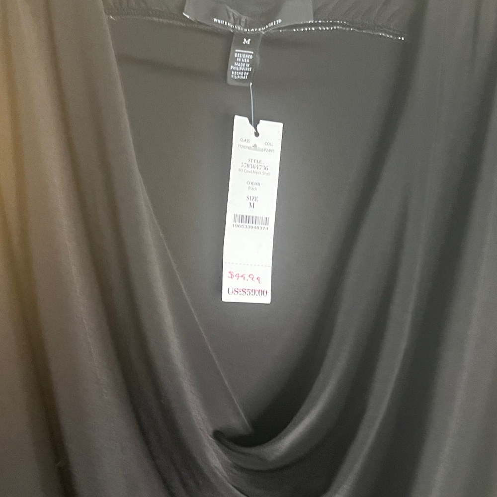 NWT White House Black Market Black Cowl neck matte jersey Top. - Picture 12 of 12